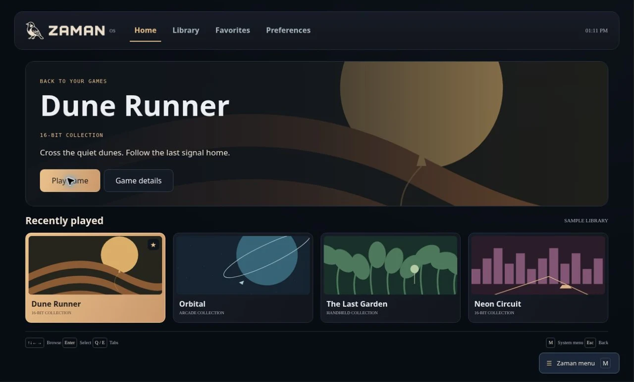 Preview of the Zaman game library